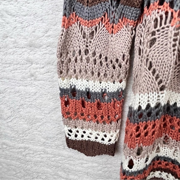 Umgee Loose Knit Oversized Sweater Muted Colors Striped Large - Picture 4 of 13